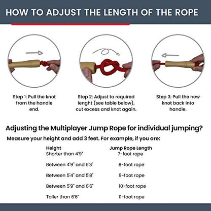 16 FT Long Jump Rope for Kids, Multiplayer, Adjustable | Classic Look Wooden Handle | Durable Kids Jumping Rope, Skipping Rope, Outdoor Fun, Party Game, Birthday Gift