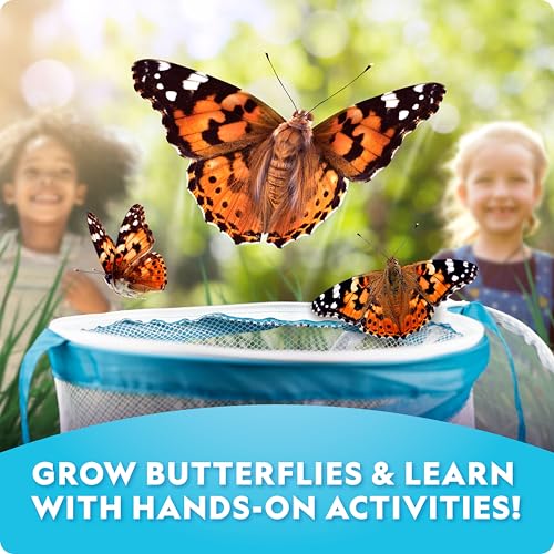 National Geographic Ultimate Butterfly Growing Kit – Butterfly Habitat Kit with Voucher to Redeem 5 Caterpillars (S&H Not Included), Glow-in-The-Dark Figures, Hands-On Activity, Outdoor Toys - style: Ultimate Butterfly Kit