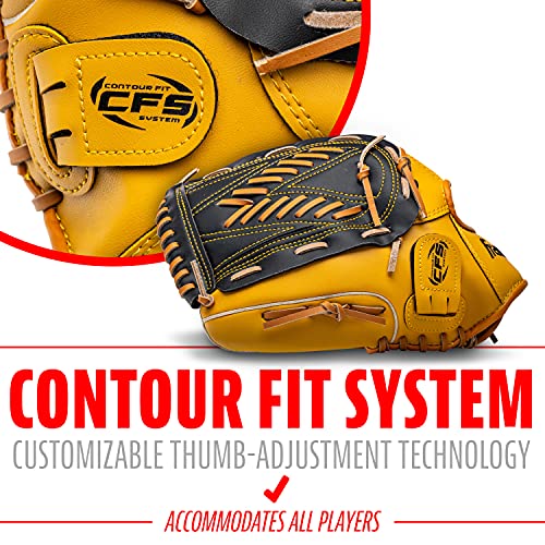 Franklin Sports Field Master Baseball + Softball Glove - Field Master Adult + Youth Baseball + Softball Mitt - Men's + Women's Gloves - color: Tan, style: 13" - Basket "V" Web