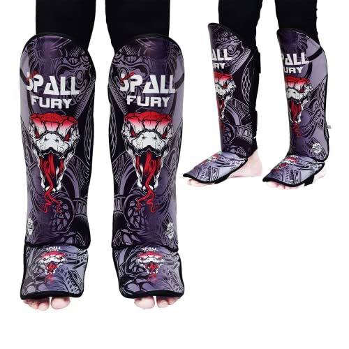 MMA Shin Instep Pad Kick Thai Pad Kick Boxing Guard Protector Leg Foot Guard(Grey Black, Small/Medium)