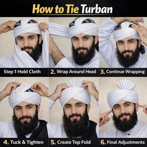 Turban For Men (156 Inches) Long Cloth – Muslim, Sikh, Punjabi Headwrap | For Prayer, Festivals & Special Occasions - color: Black