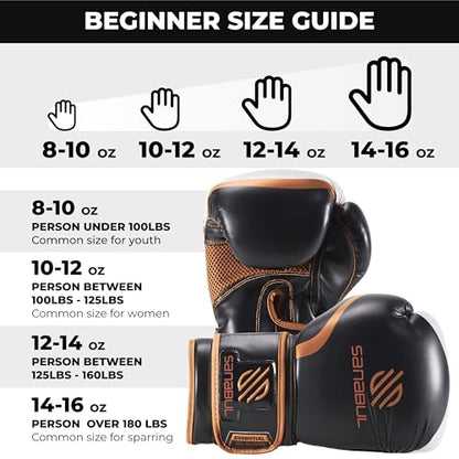 Sanabul Essential Gel Boxing Gloves for Men & Women, Kickboxing MMA, Muay Thai Gloves and Heavy Bag Training Punching & Sparring - color: Black/Copper, size: 10 oz