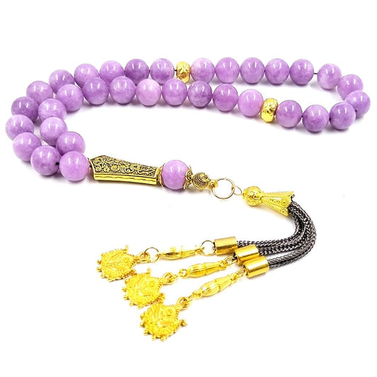 ALBASHAN Natural Purple Agate Tasbih 33 66 99 Beads Gift Eid Al-Fitr Rosary Muslim Bracelet Islam Rosary - color: 12mmx33beads
