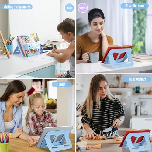 2Pack Book Stand - Waterproof Book Holder, Lightweight, Hands Free (Blue+Purple, 11.82" * 8.26") - color: A2(blue+purple)