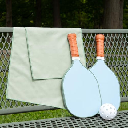 S&T INC. Seude Microfiber Gym Towels & Carry Bags, 3 Pack, 12" x 40", Green | Absorbent and Lightweight Camping Towel, Cooling Towel with Bags, Quick-Dry and Compact for Tavel, Machine Washable - color: Sage (3 Pack)