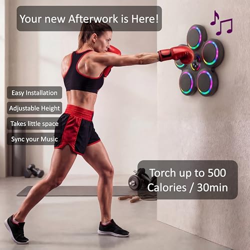 2026 Music Boxing Machine, Smart Bluetooth Interactive Punching Trainer with Boxing Gloves, Large Size Wall Mounted Electronic Boxing Target for Adult Kids, for Home,Office and Gym