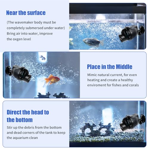 AQUANEAT Circulation Pump,1300 GPH Aquarium Wave Maker, Fish Tank Powerhead Submersible Water Pump with Suction Cup - size: 1300 GPH