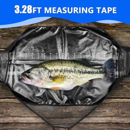 THKFISH Folding Weigh Sling Fish Bag - 47x10.5in Heavy Duty Transport Bag with Fish Ruler for Tournament Use