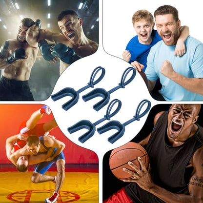 Seematn 40 Pcs Strapped Mouth Guard Bulk Football Mouthguard with Strap Youth Boxing Sports Mouthpieces Adult Mouthguard for Basketball Lacrosse Hockey Wrestling(Blue) - color: Blue