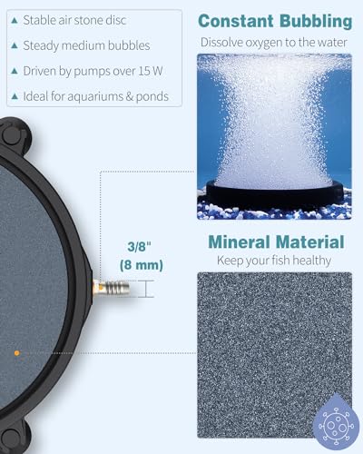 Pawfly Aquarium 8 Inch Large Air Stone Disc Bubble Diffuser Release Tool for Air Pumps Fish Tanks Buckets Ponds DWC Reservoirs and Circulation System - size: 8 inch