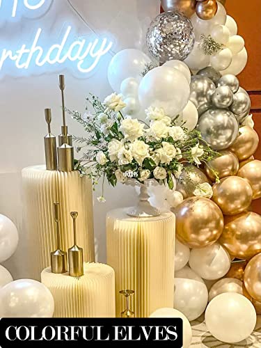 Champagne Gold 12 Inch 100 Pcs Latex Metallic Chrome Balloons Helium Shiny Thicken Balloons Party Decorations (Champagne Gold) - color: Champagne Gold