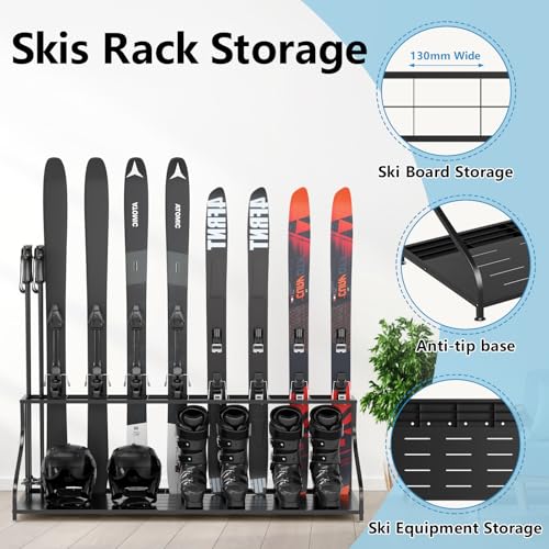 Ski Storage Rack-Holder Garage - Freestanding Ski Equipment Organizer Ski Boot Snowboard Rack Stand Snow Gear Storage - color: 8 Pairs