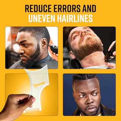 The Cut Buddy PLUS Beard Shaping Tool, Clear Template with Built-in Comb and Bonus Pencil, Ideal for Hairline, Beard, and Mustache Trimming - style: The Cut Buddy PLUS