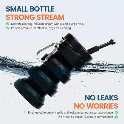 BumBum Expandable Bidet Bottle | Portable Handheld Travel Bidet for Freshness | Hygiene & Postpartum Care, Leak-Proof Design for Perineal Care | Ideal for Travel & Outdoor, 300ML Capacity - Black