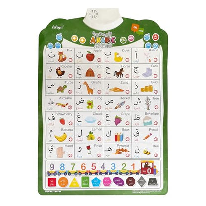 Arabic Alphabet Poster for Kids, Learn Arabic Letters and Numbers, Interactive Alphabet Wall Chart, Arabic Learning Toys for Toddlers