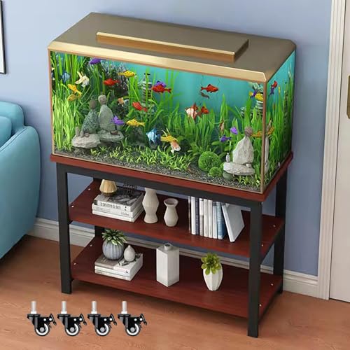 Fish Tank Stand,Multi-Tier Fish Tank Stand Cabinet for Aquariums & Reptiles - Rolling Terrarium Shelf, Heavy-Duty Fish Holder, Ideal Turtle & Pet Tank Organizer, Space-Saving Design - color: #1, size: 40x30x74cm/15.7x11.8x29in