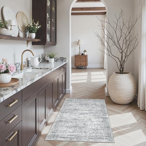 Soalmost 2x3 Washable Rugs for Kitchen, Entryway, Small Area Rug Grey - color: Grey, size: 2' x 3' (Rectangular)