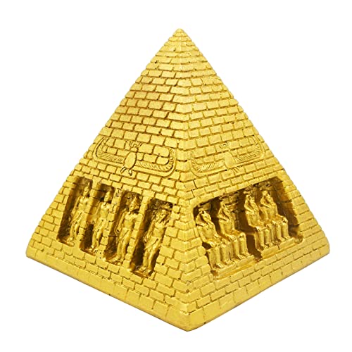 Pyramid Pharaoh Aquarium Fish Tank Decorations Statues Figurine Sculpture Ancient Egypt Reptile Turtle Lizard Spider Tanks Terrarium Egyptian Décor Ornament Pet (Gold Pyramid) - color: Gold Pyramid