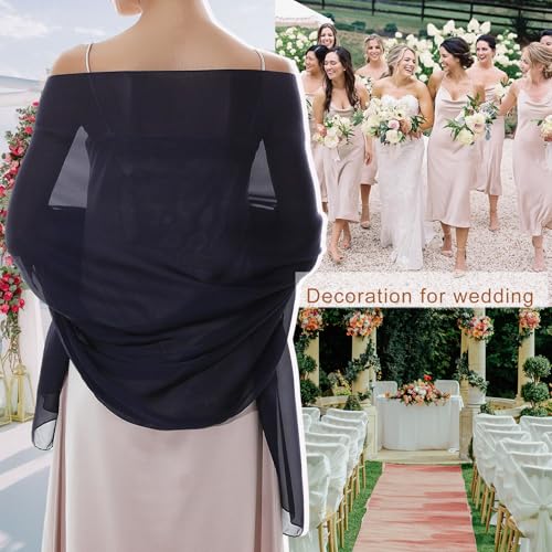 RIIQIICHY Women Shawls and Wraps for Evening Dresses Like Chiffon Silk Scarf Formal Silky Pashmina Shawls for Weddings - color: Navy
