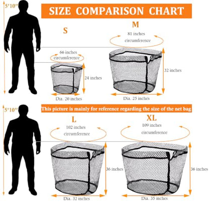 Rubber Coated Replacement Fishing Net Hook Resist Large Deep Fish Net Mesh | Replacement Landing Net Mesh,Rubber Coated Net Bag for Big Catfish Trount Salmon Pike Musky,Fits Freshwater Saltwater - color: 3/4" Mesh, size: XL:34.6"Dia.-36"Depth-109"Circumfe