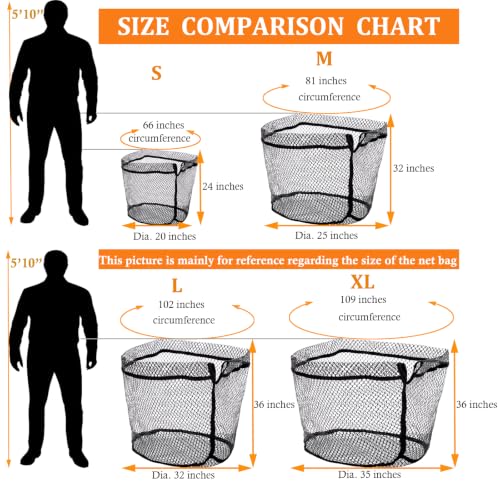 Rubber Coated Replacement Fishing Net Hook Resist Large Deep Fish Net Mesh | Replacement Landing Net Mesh,Rubber Coated Net Bag for Big Catfish Trount Salmon Pike Musky,Fits Freshwater Saltwater - color: 3/4" Mesh, size: L:Fits Hoop 30"x32"(Teardrop)|Net