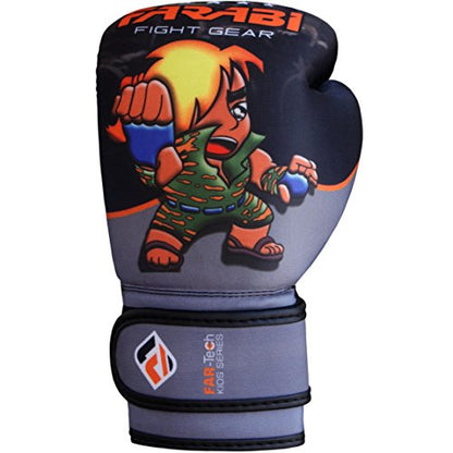 Farabi Boxing Gloves Kids Junior Muay Thai Kick Boxing Training MMA Punching Bag - color: Grey Black, size: 4OZ