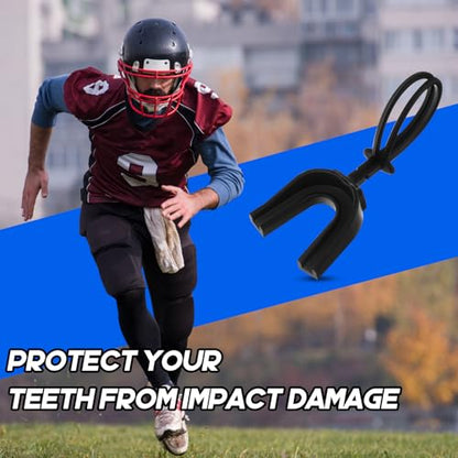 Dunzy 10 Pcs Strapped Mouth Guard Football Sports Mouthguard with Removable Strap Adult Youth Kids Football Mouthpiece Mouth Protector for Boxing Wrestling Basketball Lacrosse Hockey Taekwondo