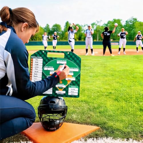 Magnetic Baseball Lineup Board with 40 Sheets-Dry Erase Baseball Clipboard for Coaches,Reusable Baseball Lineup Name Cards,Essential Baseball Training Equipment&Baseball Accessories for Mom&Coaches