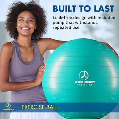 ProBody Pilates Yoga Ball - Gym Grade Exercise Ball | Sizes 45/55/65/75/85 cm, 880 lb Load, CA 10P Cert, PT & Prenatal Use, Recommended by OBs, Pump - color: Aqua, size: XXL: 31-34 inches/78-85 cm