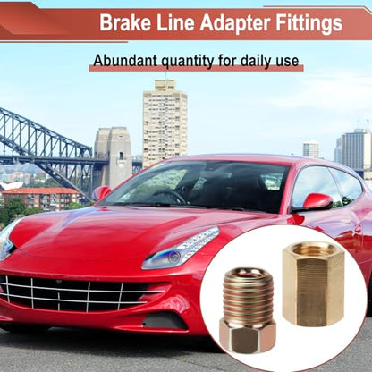 3/16 Brake Line Pressure Fittings, 12 Pieces 3/8 Inch Brake Line Fittings | 24 Threads Brass Brake Line Fitting Assortment for 3/16 Inch Brake Line Tube (4 Unions, 8 Nuts) - size: 3/8 Inch (pack of 1)
