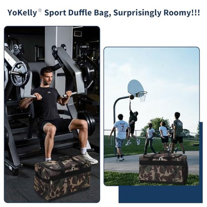 Mens Gym Bag 20 inch, Camo | 40L, Sport Duffle Bag for Men, Weekender, Travel - color: Camo