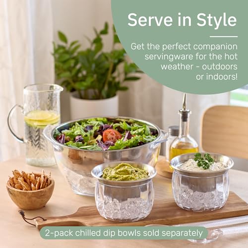 Useful Co. Chilled Serving Bowl, Salad Bowl with Ice Chiller Base and Lid - size: 5 quarts