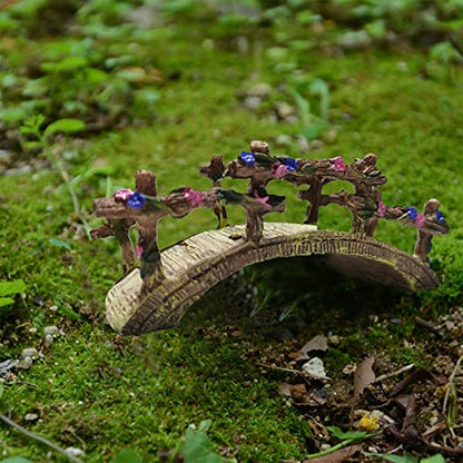 MUAMAX Miniature Fairy Garden Bridge - Resin Craft Cute Artificial Micro Landscape Bridge for Dollhouse Ornament (Flower Bridge)