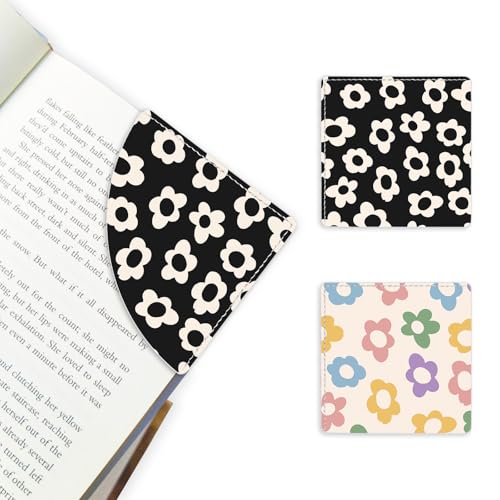 2 Pack Flower Leather Book Corner Bookmark, Durable Handmade Reading Accessories - Gifts for Readers, Women, Men, Teachers, Students 8 - color: 2pack-flower 8