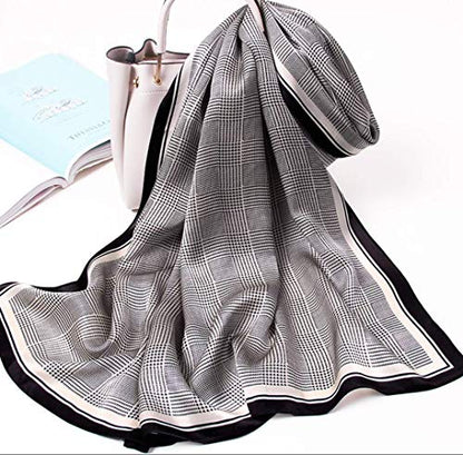 ANDANTINO 100% Silk Long Scarf-Women Large Oblong Shawls with Gift Packed - color: Check-earth Tone