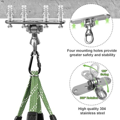 Heavy Duty Punching Bag Hanger with Boxing Bag Straps,180° +360° Rotation, Wall Ceiling Mount Hook for Heavy Boxing Bag, Weight Training, Aerial Yoga - color: Silver