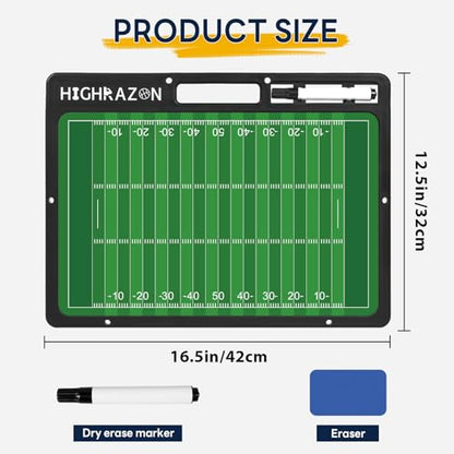 Football Dry Erase Board for Coaches 16.5×12.5, Double Sided Handheld Foldable Tactics Clipboard with Dry Erase Marker and Eraser, Portable Football Coaching Board Perfect Coach Gifts