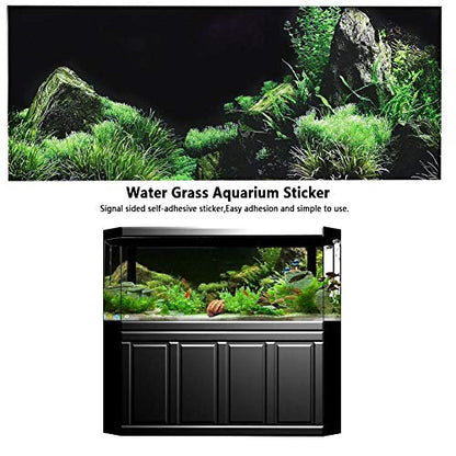 Aquarium Background Static Cling 24x11.8 Black Fish Tank Backdrop Wallpaper PVC Decor No Glue Reusable for 10 Gallon Tank - size: 61×30cm
