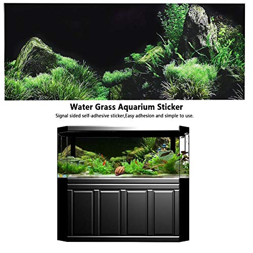 GLOGLOW Aquarium Background Sticker, Aquarium Seafloor Water Grass Background PVC Adhesive Landscape Image Fish Background Poster Sticker (91×50cm) - size: 91×50cm