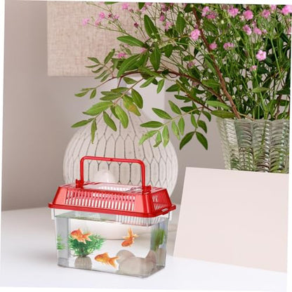Toddmomy 5pcs Portable Small Plastic Fish Tank Handheld Aquarium Box for Reptile Habitat and Goldfish Feeding Transparent Mixed Color Turtle and Hamster Carrier