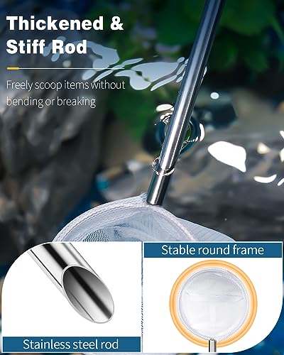Pawfly Aquarium Shrimp Net, 2 Inch Tiny Fish Tank Net with Extendable Stainless Steel Handle, Soft Round Fine Mesh for Shrimp Baby Fish Food Residue Debris Skimming - color: Black Round, size: 2 Inch