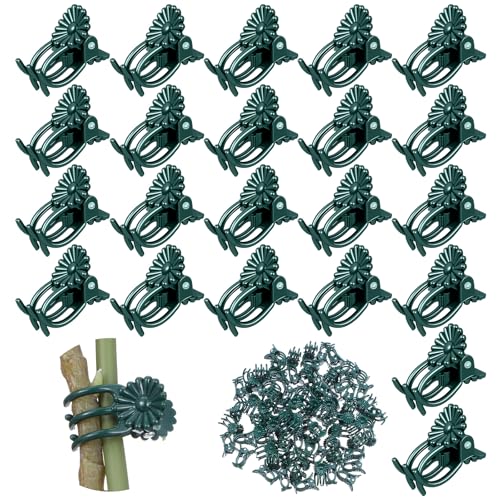 80 Pcs Standard Orchid Clips Plant Clips Flower Vine Dark Green | for Support Small Plant, Orchid Support Clip, for Climbing Plants, Garden Stem, Grow Upright