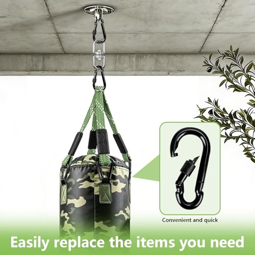 Heavy Duty Punching Bag Hanger with Boxing Bag Straps,180° +360° Rotation, Wall Ceiling Mount Hook for Heavy Boxing Bag, Weight Training, Aerial Yoga - color: Green