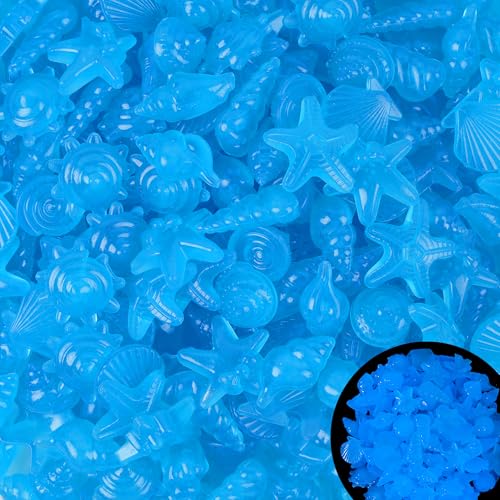 Kaiyuan Dynasty 300pc Fish Tank Glow Rocks Glow in The Dark Pebbles Glowing Rocks for Aquarium Luminous Pebbles for Fish Bowl,Garden,Ponds Decor,Blue (0.8-1.2") - color: Blue, size: 300