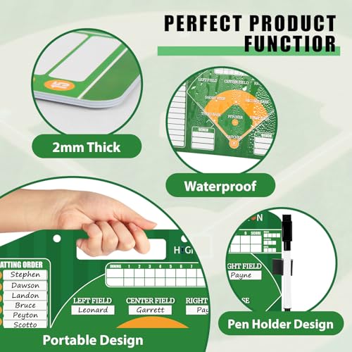 Magnetic Baseball Lineup Board with Bag, Comes with 40 Magnetic Lineup Cards, Dry Erase Clipboard for Coaches, Reusable Design, Essential Training & Sports Accessories