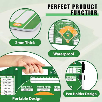 Magnetic Baseball Lineup Board with Bag, Comes with 40 Magnetic Lineup Cards, Dry Erase Clipboard for Coaches, Reusable Design, Essential Training & Sports Accessories