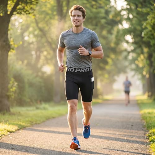 LANBAOSI Mens Compression Shorts with Phone Pocket Running Gym Yoga Athletic Tights Baselayer Summer Cool Dry Underwear Pack - color: Black*3, size: X-Large