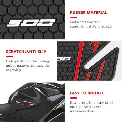 for Ninia 500 Z500 Ninja 500 SE ninja500 2024 2025 2026 New Accessories Side Fuel Tank Pads Protection Stickers Decals Fuel Tank Knee Pads Traction Pads Fuel Tank Pads Anti-slip side fuel tank sticker - color: Red