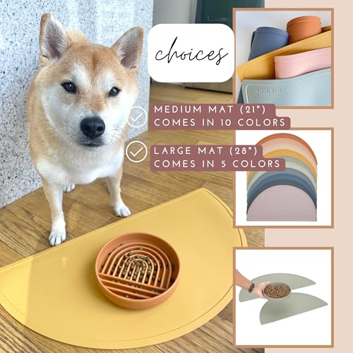 Waterproof Silicone Dog Food Mat – Large Size Non-Slip Pet Bowl Mat, Raised Edge Design, Easy-to-Clean Pet Food Placemat for Dog & Cat Bowls, 28" Across x 14" Deep - Spruce - color: Spruce, size: Large