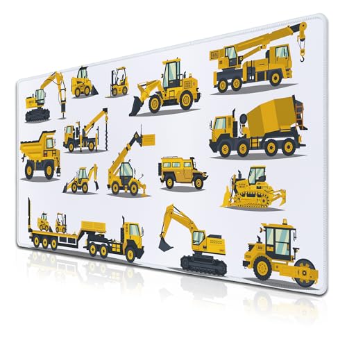 Big Mouse Pad Yellow, Keyboard Mouse Pads Computer Mats, Big Gaming Mouse Pad Waterproof Non-Slip Rubber Base, 35.4 X 15.7 inch for Work/Game/Office/Home Large Construction Equipment - color: Large Construction Equipment